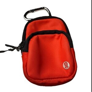 Lululemon Nano Everywhere Backpack Bag Accessory Pouch Zip Mini Orange Carabiner
